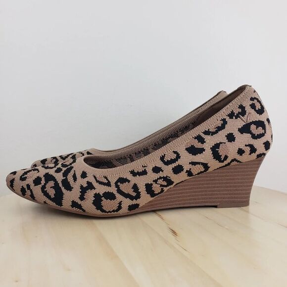 VIVAIA Wedge Shoes Size 40.5 Aria Pointed Toe Leopard Print Knit Casual Corpcore - Picture 2 of 16